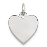 SS Rh-plt Engraveable Heart Polished Front/Satin Back Disc Charm