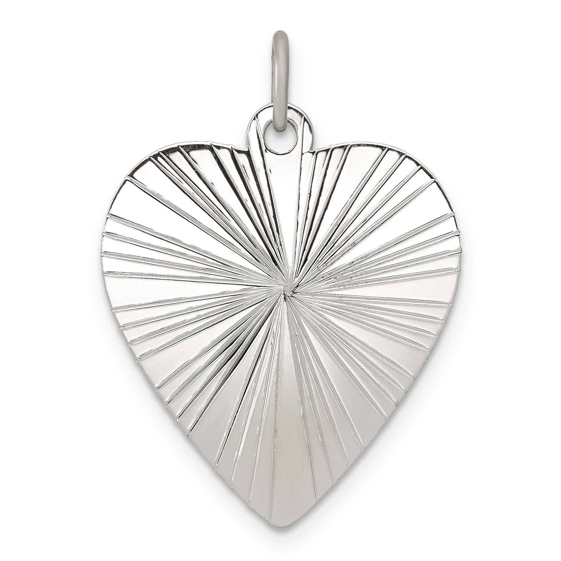 SS Rh-plt Engraveable Heart Polished Front/Satin Back Disc Charm