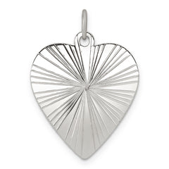 SS Rh-plt Engraveable Heart Polished Front/Satin Back Disc Charm