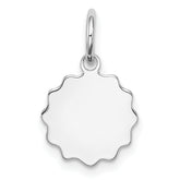 Sterling Silver Rh-plt Engraveable Polished Front/Satin Back Disc Charm