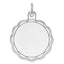 Sterling Silver Rh-plt Engraveable Polished Front/Satin Back Disc Charm
