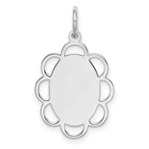 Sterling Silver Rh-plt Engraveable Polished Front/Satin Back Disc Charm