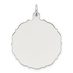 Sterling Silver Rh-plt Engraveable Polished Front/Satin Back Disc Charm
