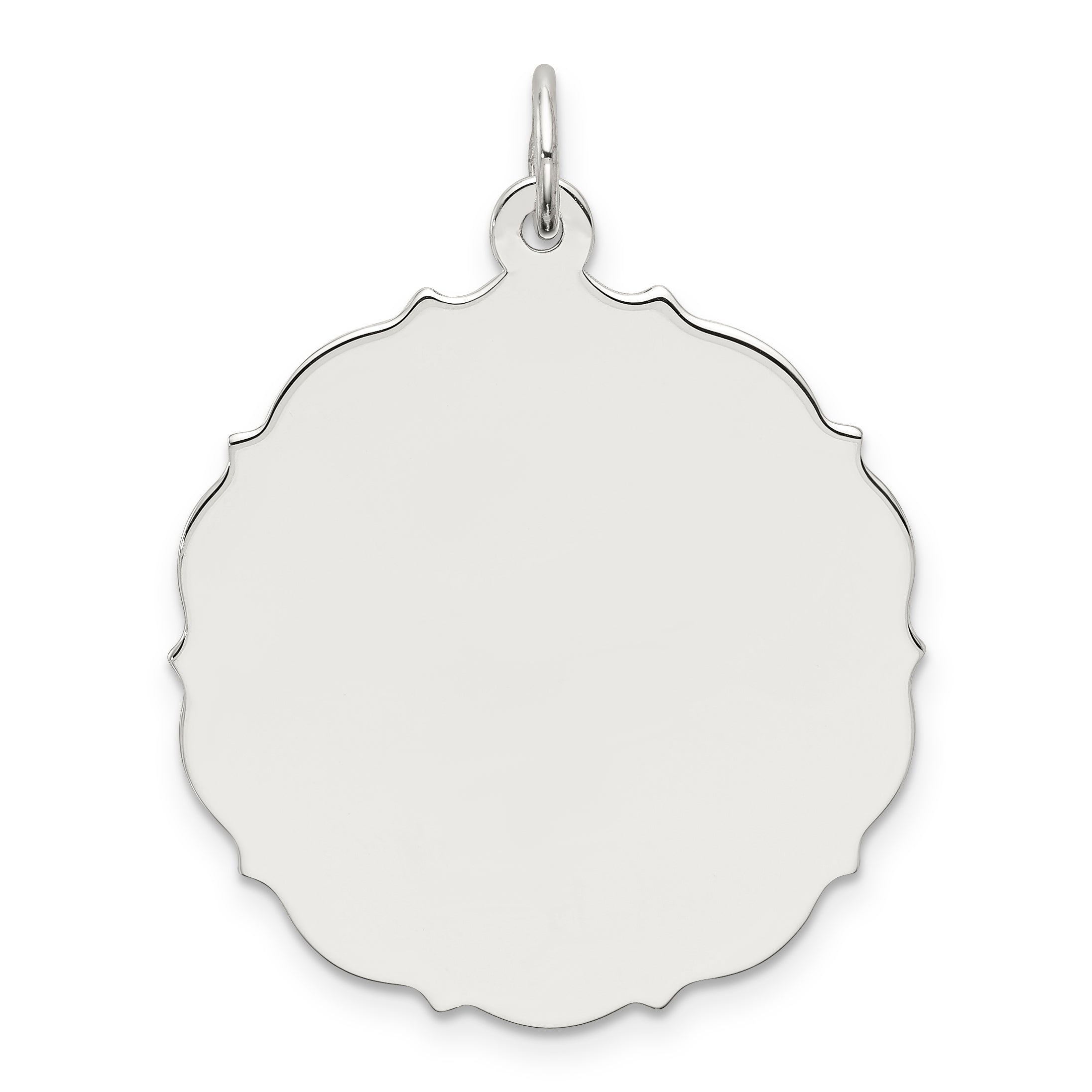Sterling Silver Rh-plt Engraveable Polished Front/Satin Back Disc Charm