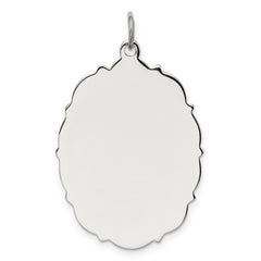 Sterling Silver Rh-plt Engraveable Polished Front/Satin Back Disc Charm