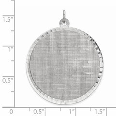 SS Rh-plt Engraveable Round Patterned Polished Front/Satin Back Disc
