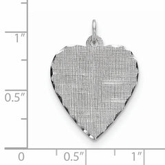 SS Rh-plt Engraveable Heart Patterned Polished Front/Satin Back Disc