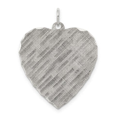 SS Rh-plt Engraveable Heart Patterned Polished Front/Satin Back Disc