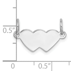 SS Rh-plt Engraveable Double Heart Polished Front/Satin Back Plate