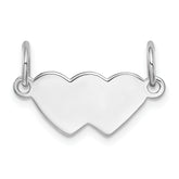 SS Rh-plt Engraveable Double Heart Polished Front/Satin Back Plate