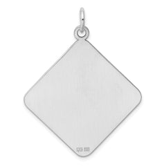 Sterling Silver Rh-plt Engraveable Polished Front/Satin Back Disc Charm