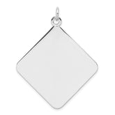Sterling Silver Rh-plt Engraveable Polished Front/Satin Back Disc Charm