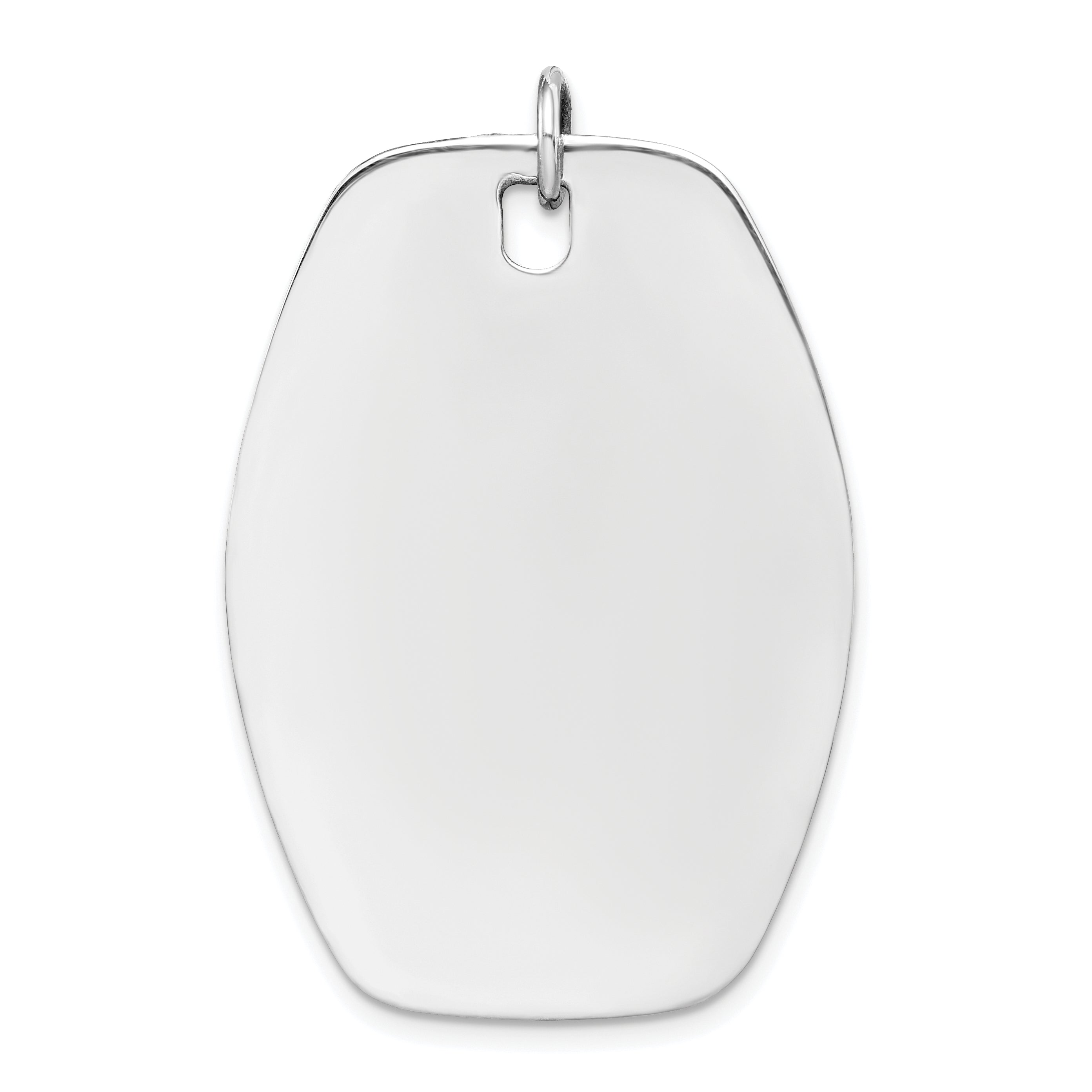 Sterling Silver Rh-plt Engraveable Polished Front/Satin Back Disc Charm