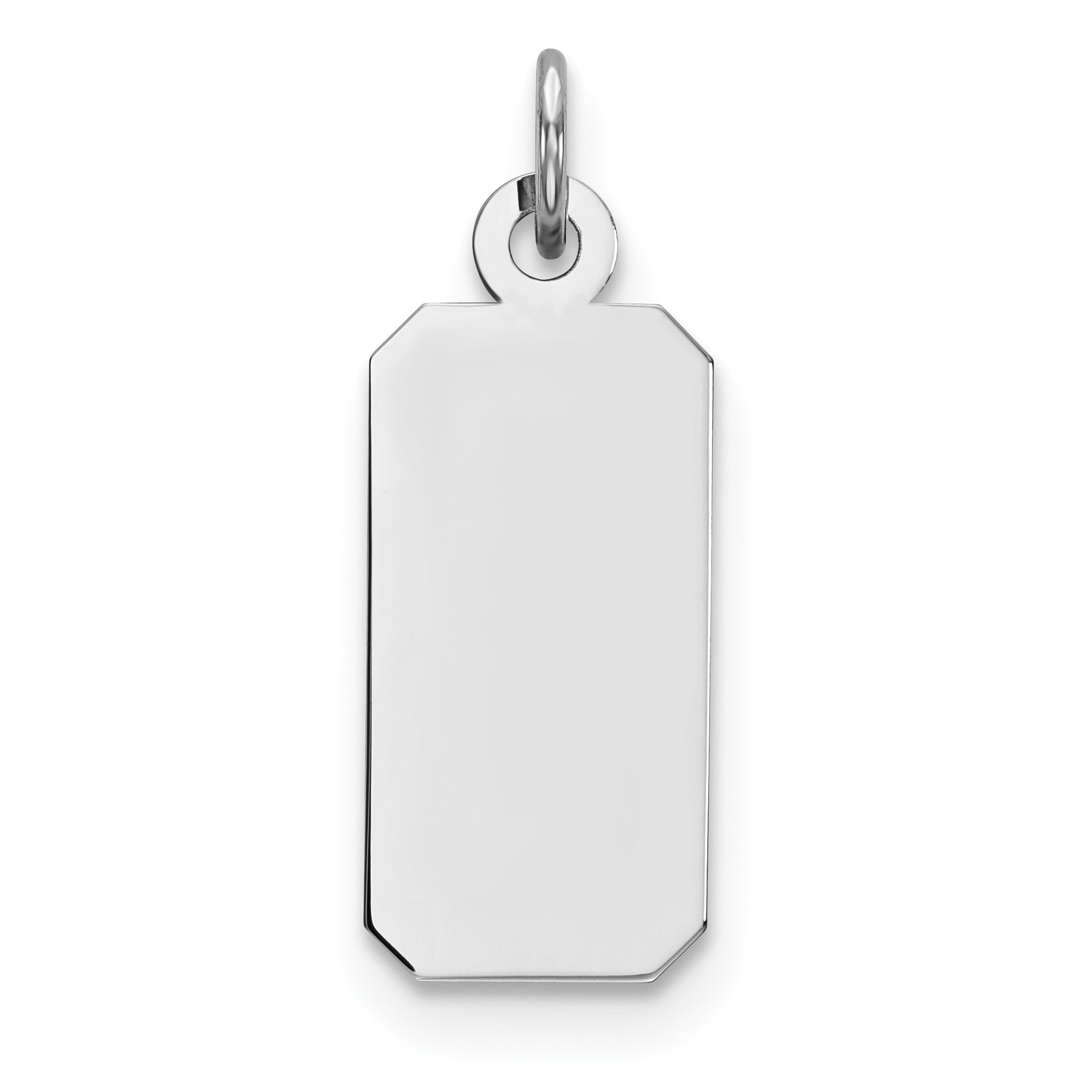 Sterling Silver Rhod-plate Eng. Rect. Polish Front/Satin Back Disc Charm