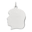 Sterling Silver Rhod-plate Eng. Girl Polished Front/Satin Back Disc Charm - Sophia Jewelers