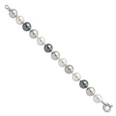 Majestik Sterling Silver Rhodium-plated 12-13mm Multi-color Imitation Shell Pearl Hand-knotted Bracelet