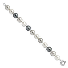 Majestik Sterling Silver Rhodium-plated 12-13mm Multi-color Imitation Shell Pearl Hand-knotted Bracelet