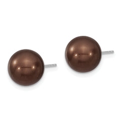 Sophia Jewelers Sterling Silver Polished Brown Shell Pearl Stud Earrings
