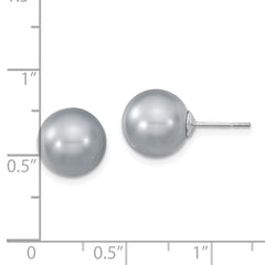 Sophia Jewelers Sterling Silver Grey Shell Pearl Stud Earrings with Rhodium Polish