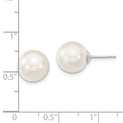 Sophia Jewelers Sterling Silver Rhodium-Plated Shell Pearl Stud Earrings