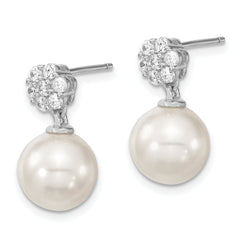 Sophia Jewelers Sterling Silver Dangle Earrings with Shell Pearls and CZ Elegance