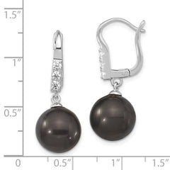 Sophia Jewelers Sterling Silver Black Shell Pearl Dangle Earrings Gift Ready Elegance