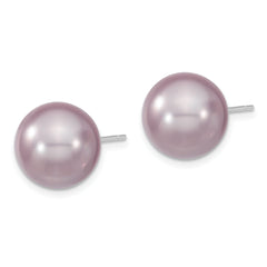 Majestik Sterling Silver Shell Pearl Earrings with Purple Hue and Polished Finish