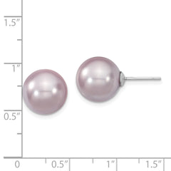 Majestik Sterling Silver Shell Pearl Earrings with Purple Hue and Polished Finish