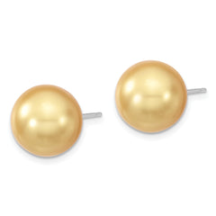 Sophia Jewelers Sterling Silver Stud Earrings with Yellow Shell Pearls and Polished Rhodium Finish