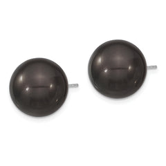Majestik Rhodium-Plated Sterling Silver Black Shell Pearl Stud Earrings Timeless Elegance in Gift-Ready Design