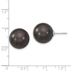 Majestik Rhodium-Plated Sterling Silver Black Shell Pearl Stud Earrings Timeless Elegance in Gift-Ready Design