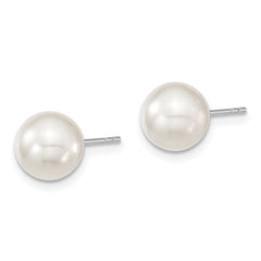 Sophia Jewelers Sterling Silver Pearl Stud Earrings with Rhodium-Plated Elegance