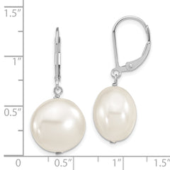 Majestik Sterling Silver Pearl Dangle Earrings with Rhodium Finish and Leverback Closure