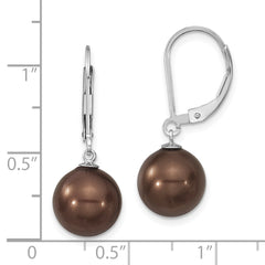 Majestik Rhodium-Plated Sterling Silver Shell Pearl Dangle Earrings with Leverback Closure