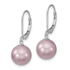 Majestik Sterling Silver Leverback Earrings with Purple Shell Pearl Elegant Gift Ready