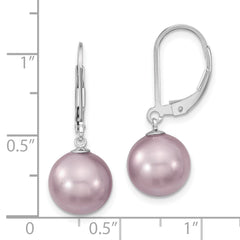 Majestik Sterling Silver Leverback Earrings with Purple Shell Pearl Elegant Gift Ready