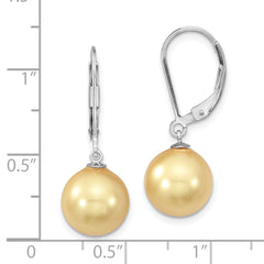 Majestik 925 Sterling Silver Yellow Shell Pearl Dangle Earrings with Rhodium-Plated Leverback