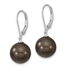 Sophia Jewelers Sterling Silver Rhodium-Plated Dangle Earrings with Black Imitation Shell Pearls
