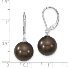 Sophia Jewelers Sterling Silver Rhodium-Plated Dangle Earrings with Black Imitation Shell Pearls