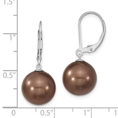 Sophia Jewelers Sterling Silver Rhodium-Plated Shell Pearl Dangle Earrings