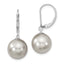 Majestik Sterling Silver Rhodium-plated 12-13mm Grey Imitation Shell Pearl Leverback Dangle Earring