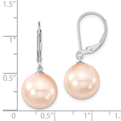 Sophia Jewelers Sterling Silver Rhodium-Plated Pink Shell Pearl Dangle Earrings