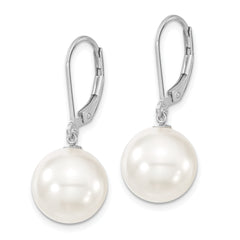 Sophia Jewelers Sterling Silver Rhodium-Plated Shell Pearl Dangle Earrings