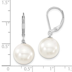Sophia Jewelers Sterling Silver Rhodium-Plated Shell Pearl Dangle Earrings