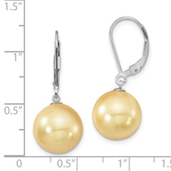 Rhodium-Plated Sterling Silver Shell Pearl Dangle Earrings for Women