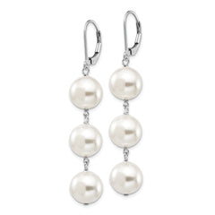 Sophia Jewelers Sterling Silver Shell Pearl Dangle Earrings with Rhodium Polish