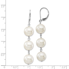 Sophia Jewelers Sterling Silver Shell Pearl Dangle Earrings with Rhodium Polish