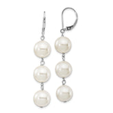 Majestik Sterling Silver Rhodium-plated 10-11mm Imitation Shell Pearl Dangle Earrings