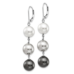 Sophia Jewelers Sterling Silver Rhodium-Plated Shell Pearl Dangle Earrings