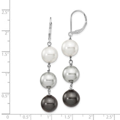Sophia Jewelers Sterling Silver Rhodium-Plated Shell Pearl Dangle Earrings